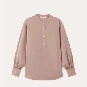 Everlane The Henley Shirt in Silky Cotton Dusty Rose Blouse Sz 6 Supima Cotton